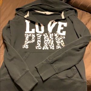 PINK black hoodie size Large with split front.
